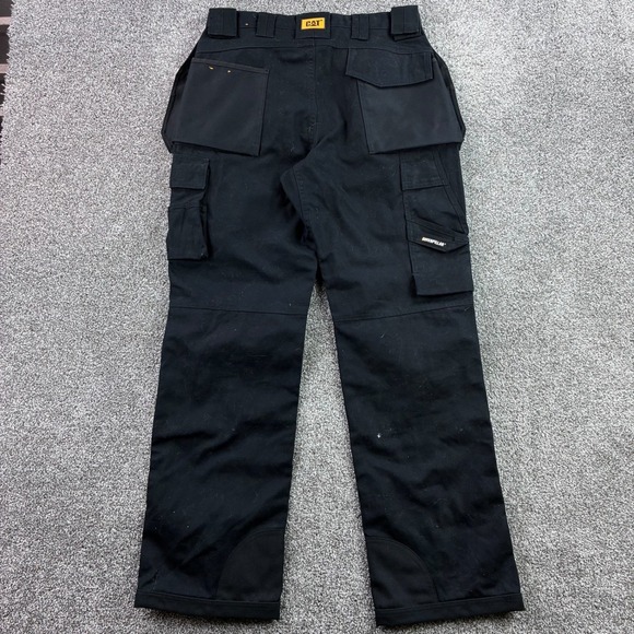 CAT Carpenter Pants Mens 32x32 Black Tool Pocket Utility Heavy Canvas Workwear - Picture 5 of 6